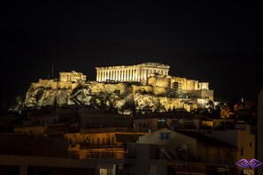 The view of the Acropolis, visible from all balconies, and throughout the home.