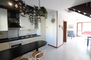 Living area. Living room and kitchen