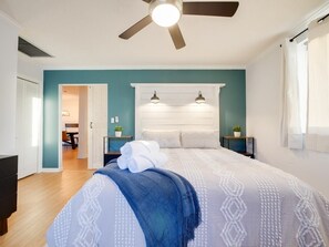 Sleep like royalty! Custom built headboard with its own separate lighting