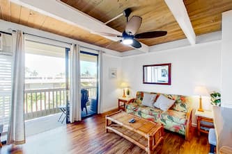 Oceanfront condo with shared pool, hot tub, beach access & private balcony