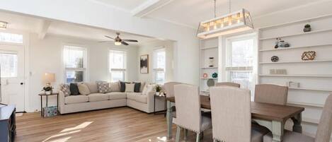 Open living room & dining area. Tons of natural light! 