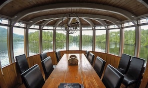 The grand dinning room where we share all our meals with a serene ocean view