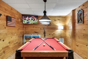 pool table on bottom level