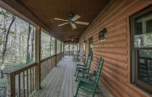 Rock your cares away while enjoying nature's beauty on the porch.