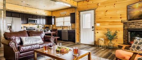 open kitchen dining area and living room