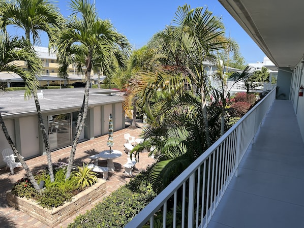 View from balcony where you enter the apartment, laundry across the way.