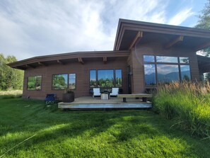 Front porch for cocktail hour as you stare at the mountains.