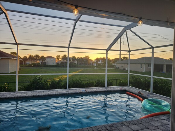 Always peaceful to have a sunset from the lanai and pool each night.