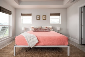 Large master suite on the main floor of living space.