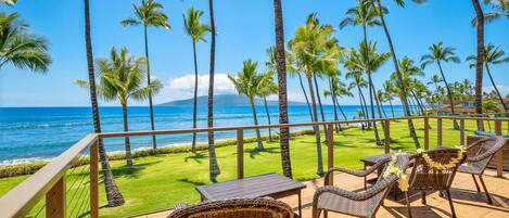 Vast ocean views from the upper and lower patios of our two-story townhome!