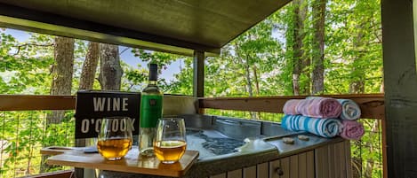 Relax in the Hot Tub among the trees!