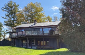 Closer view of deck and house from the lake.