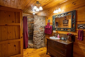 Master bathroom with a natural stone shower! 