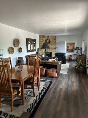 Dining/living Great Room looking out on private courtyard