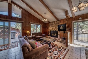 Cozy up to the fireplace after a day of shopping Midtown.