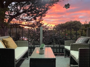 Catch beautiful sunsets in the fall and winter months from the patio.