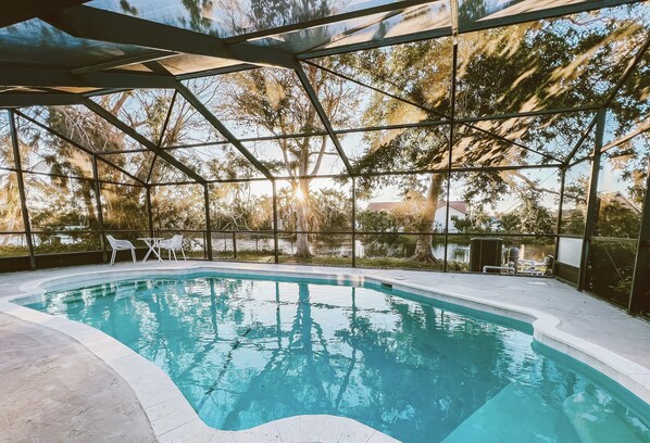 Private pool overlooking the lake