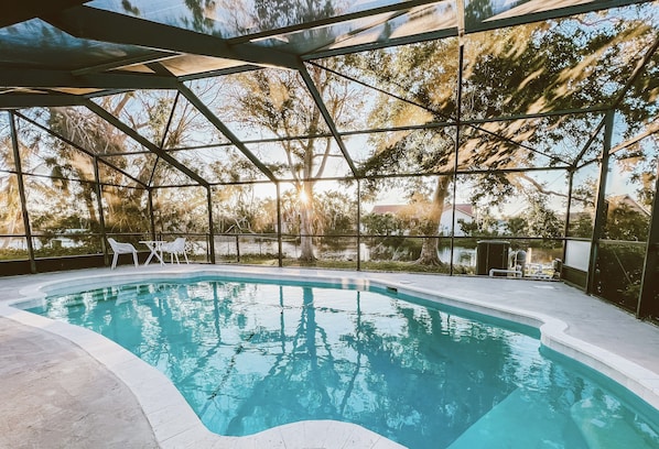 Private pool overlooking the lake