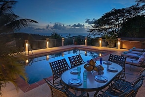 Romantic dinner and dancing by the pool - with our outdoor blue tooth sound system.

View overlooking islands in Pillsbury sound, including views of the caribean islands St Thomas and even St Croix on a clear day.