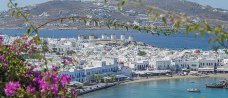 Stunning views of Mykonos town from the house 