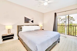 King bedroom with direct patio access 