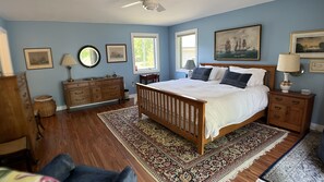 Main floor primary bedroom with king bed.