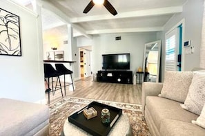 Cute Living Area with Full Body Mirror & Smart TV