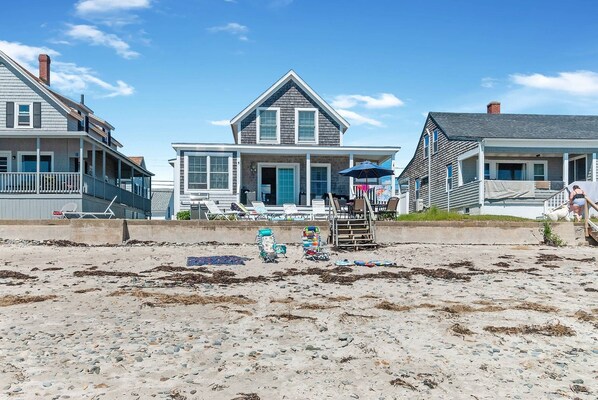 Slider, porch, patio stairs....Beach. Your as close as you can get.