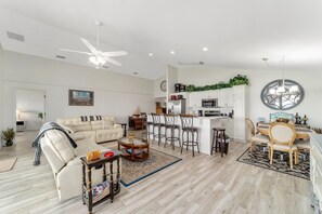 Dining bar with elbow room.