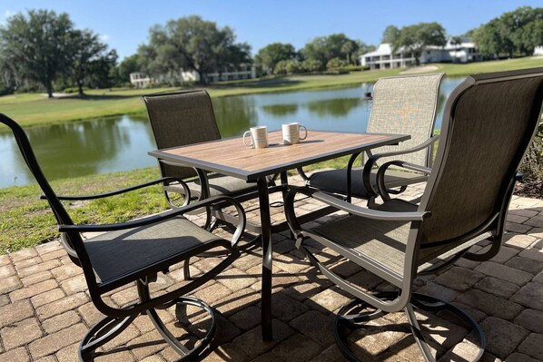Enjoy the outdoor patio with views of Lakeside and the golf course as well!