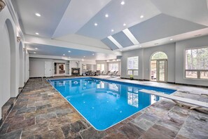 Heated Indoor Pool | Double-Sided Gas Fireplace | Patio Access