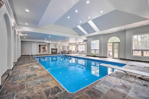Heated Indoor Pool | Double-Sided Gas Fireplace | Patio Access