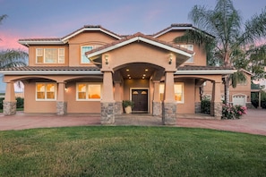 Sunset view of our front entry