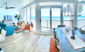 Amazing view with the ability to draw the shades when your ready to relax.