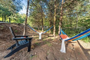 Enjoy our private hammocks hanging from our trees.