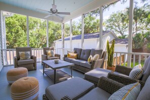 Brightside features several outdoor retreats, including a spacious screened porch.