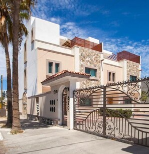 The townhome is behind a secure electric gate