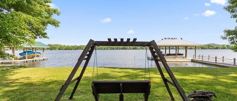Swinging chair by the river to enjoy the views