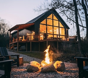 Fire pit at night.