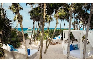 Resort Beach area on Gulf of Mexico. Cabanas available for additional cost.