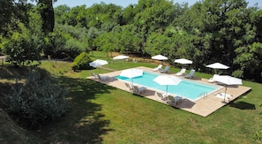 Private pool is spacious and comfortable for a large group.