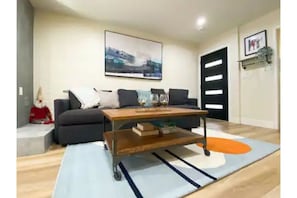 living room with big sofa