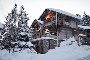 Outsite the chalet in winter