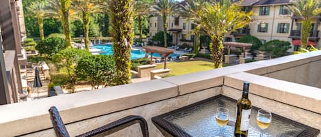 Enjoy the pool courtyard view while you have a drink!