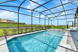 private pool with  furniture
