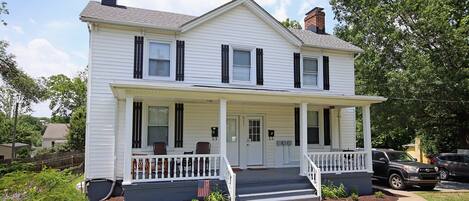 Front porch, door is on right side