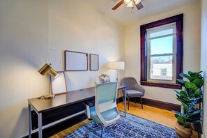 Modern workspace with streetview and plenty of natural light
