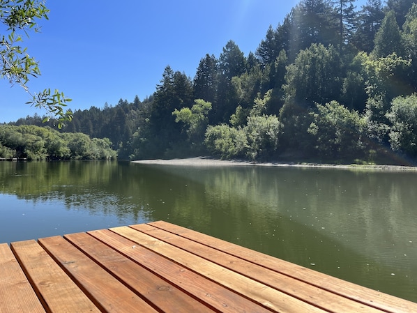East end side of private seasonal dock, 3/4 mile to the town of Guerneville. 