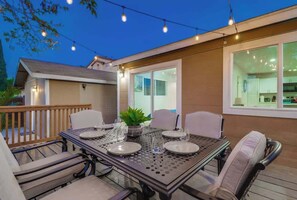 Gather, relax, and enjoy great food in our cozy outdoor dining area