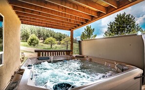 Hot tub also perfect to be used year round. 